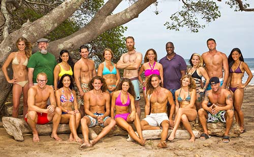 Survivor 2015: The18 cast members making up the White Collar, Blue Collar and No Collar tribes of Survivor Worlds Apart on CBS