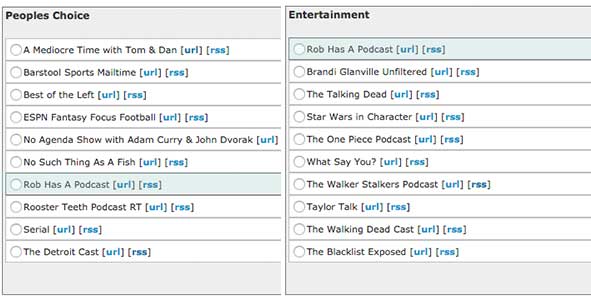 Rob Has a Podcast is nominated in the Best Entertainment and People's Choice categories at the Podcast Awards