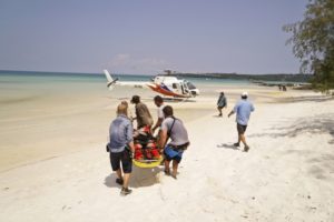 Caleb Reynolds being evacuated on episode 4 of Survivor Kaoh Rong